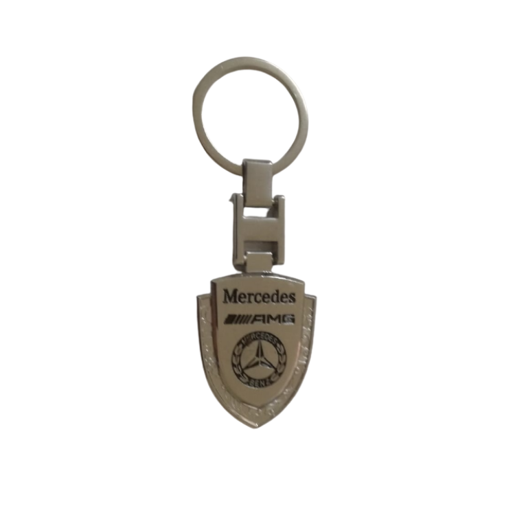 Key Ring - Class B - Metal - Black Emblem - Sheild Shape - Mercedes