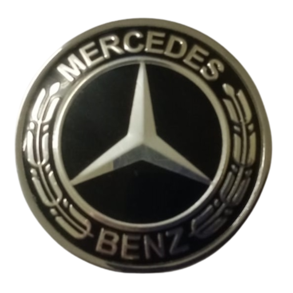 Mercedes Benz - Flat Bonnet Badge - Black - Silver Emblem