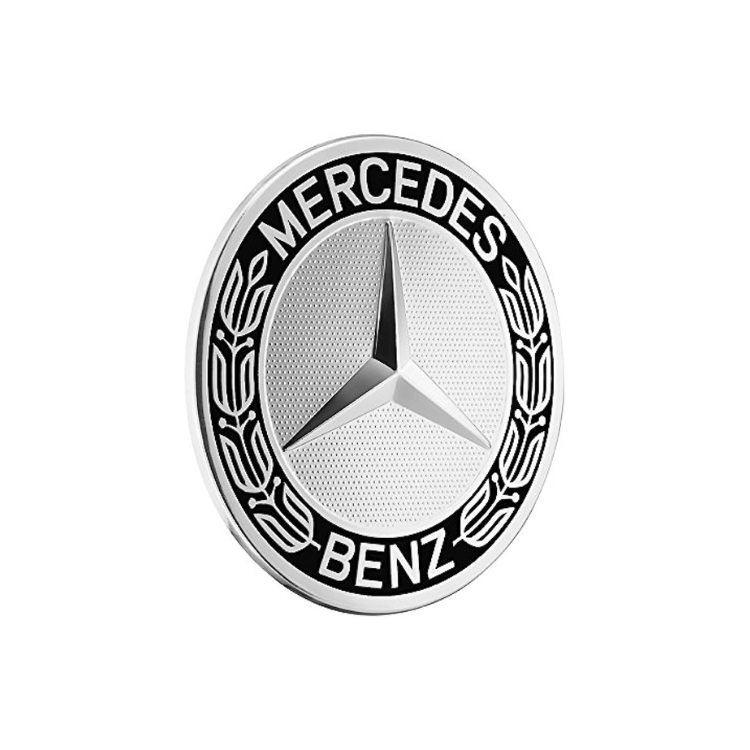 Wheel Cap - Flat - Solid Silver Emblem - Black Rim - Mercedes- Prices are per wheel cap