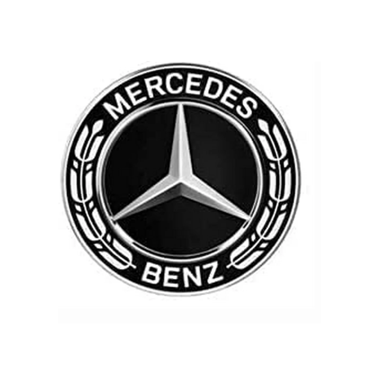 Wheel Cap - Flat - Solid Black - Silver Writing - Mercedes- Prices are per wheel cap