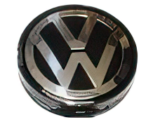 Wheel Cap - Volkswagen - Small - Flat - Black & Chrome - Prices are per wheel cap