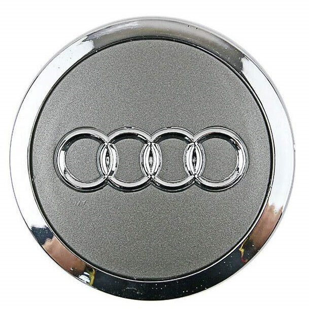 Wheel Cap - Audi - Dark Silver with Bright Silver Symbol - Thick Rim - Prices are per wheel cap