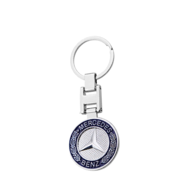 Key Ring Small Metal Mercedes Benz Symbol Key Ring - Navy Blue