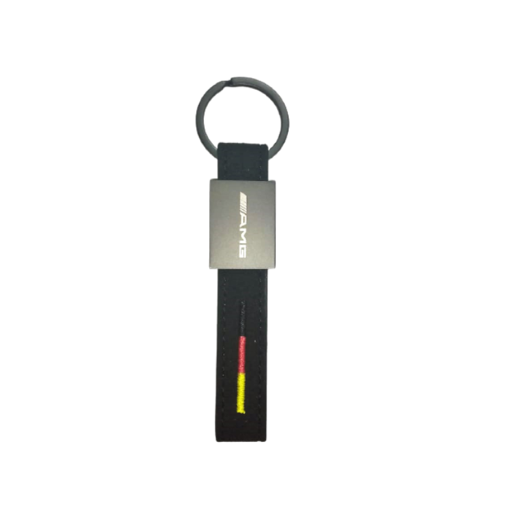 Key Ring - Class A - Black Yellow Red Leather - Mercedes