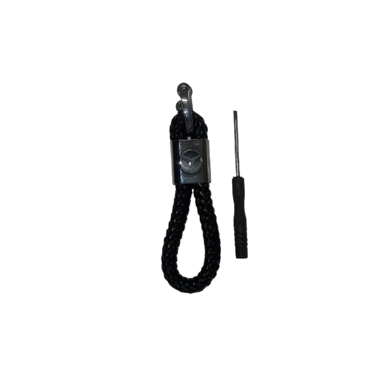 Key Ring Material Plaited Stray - Black with Screw Driver - Mercedes