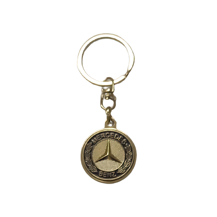 Small Metal Mercedes Symbol Key Ring - Black