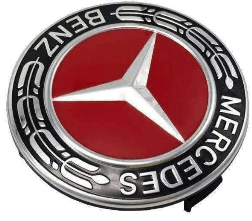 Wheel Cap - Mercedes Benz - Flat - Red with Silver Emblem - Prices are per wheel cap