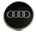 Wheel Cap - Audi - Black and Silver Symbol - Medium Silver Rim - Prices are per wheel cap
