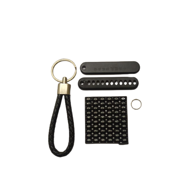 Key Ring - Black plaited strap with letters