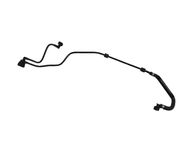 Black metal brake line on a white background