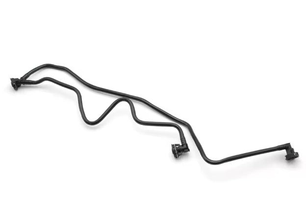 Black metal automotive part on a white background